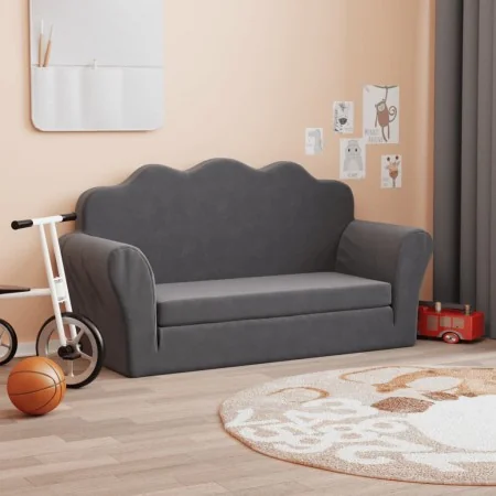 Sofá cama de niños 2 plazas felpa suave gris antracita by , Baby and Toddler Furniture - Ref: Foro24-357060, Price: 71,72 €, ...