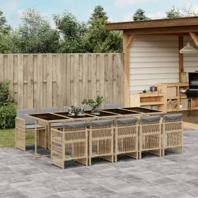 Set de comedor de jardín 11 pzas y cojines ratán sintético gris von , Gartensets - Ref: Foro24-3210932, Preis: 832,49 €, Raba...