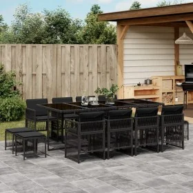 Set comedor de jardín con cojines 13 pzas ratán sintético negro von , Gartensets - Ref: Foro24-3210979, Preis: 753,41 €, Raba...