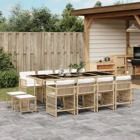 Set comedor de jardín con cojines 13 pzas ratán sintético beige de , Conjuntos de jardín - Ref: Foro24-3211702, Precio: 810,9...