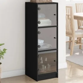 Aparador con puertas de vidrio negro 35x37x109 cm by , Sideboards - Ref: Foro24-836386, Price: 79,93 €, Discount: %