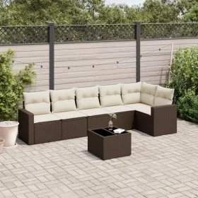 Juego de sofás de jardín 7 piezas con cojines ratán PE marrón de , Sofás modulares de exterior - Ref: Foro24-3251340, Precio:...