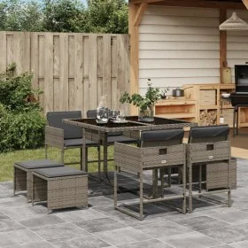 Set comedor jardín 9 pzas y cojines ratán sintético gris de , Conjuntos de jardín - Ref: Foro24-3211316, Precio: 381,02 €, De...