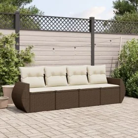 Set de sofás de jardín 4 pzas y cojines ratán sintético marrón de , Conjuntos de jardín - Ref: Foro24-3253420, Precio: 285,20...