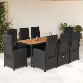 Set de comedor de jardín 9 pzas y cojines ratán sintético negro de , Conjuntos de jardín - Ref: Foro24-3212238, Precio: 1,00 ...