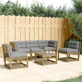 Set de sofás jardín 5 pzas con cojines madera pino impregnada de , Conjuntos de jardín - Ref: Foro24-3216979, Precio: 531,69 ...