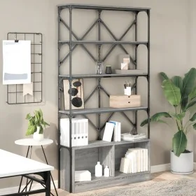 Estantería madera ingeniería y metal gris Sonoma 100x26x180 cm de , Librerías y estanterías - Ref: Foro24-845429, Precio: 110...