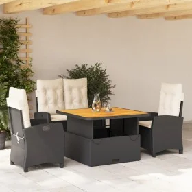 Juego comedor jardín 4 piezas con cojines ratán sintético negro by , Garden sets - Ref: Foro24-3277380, Price: 589,17 €, Disc...