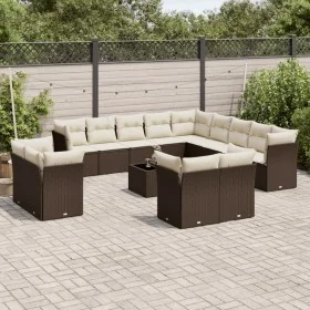 Set sofás de jardín 14 pzas con cojines ratán sintético marrón by , Garden sets - Ref: Foro24-3250402, Price: 997,40 €, Disco...