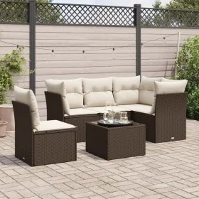 Set sofás de jardín 6 piezas y cojines ratán sintético marrón de , Conjuntos de jardín - Ref: Foro24-3217653, Precio: 402,45 ...