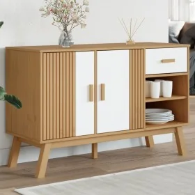 Aparador OLDEN madera maciza pino blanco y marrón 114x43x73,5cm de , Aparadores - Ref: Foro24-358608, Precio: 158,04 €, Descu...