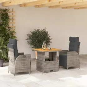 Set comedor de jardín 3 piezas con cojines ratán sintético gris von , Gartensets - Ref: Foro24-3277459, Preis: 422,12 €, Raba...