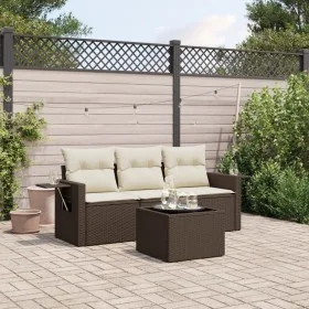 Set de sofás de jardín 4 pzas y cojines ratán sintético marrón de , Conjuntos de jardín - Ref: Foro24-3252210, Precio: 279,46...