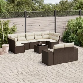Set de sofás de jardín 10 pzas y cojines ratán sintético marrón de , Conjuntos de jardín - Ref: Foro24-3255370, Precio: 677,5...