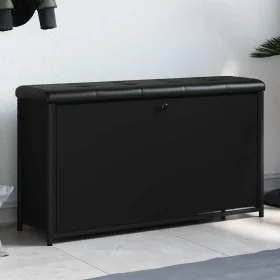 Banco zapatero con cajón abatible negro 102x32x56 cm by , Benches for halls and storage - Ref: Foro24-835127, Price: 97,18 €,...