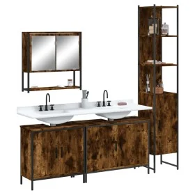 Set de muebles baño 4 pzas madera contrachapada roble ahumado de , Muebles de baño - Ref: Foro24-3214692, Precio: 245,82 €, D...