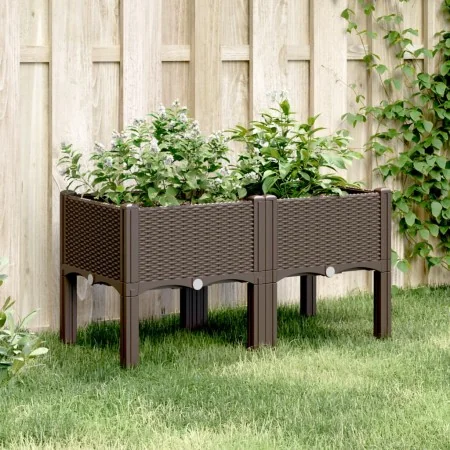 Jardinera con patas PP marrón 80x40x42 cm de , Maceteros y jardineras - Ref: Foro24-367895, Precio: 58,81 €, Descuento: %