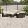 Set of 10 garden sofas and cushions synthetic rattan brown by , Garden sets - Ref: Foro24-3219443, Price: 647,60 €, Discount: %