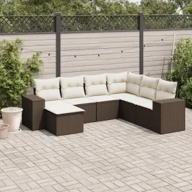 Juego de sofás de jardín 7 piezas con cojines ratán PE marrón by , Modular outdoor sofas - Ref: Foro24-3221702, Price: 472,21...