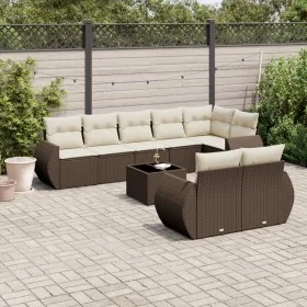 Set de sofás de jardín 9 pzas y cojines ratán sintético marrón von , Modulare Sofas für den Außenbereich - Ref: Foro24-322163...