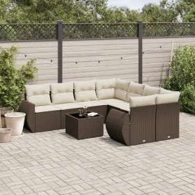 Set de sofás de jardín 9 pzas y cojines ratán sintético marrón de , Conjuntos de jardín - Ref: Foro24-3221162, Precio: 605,64...