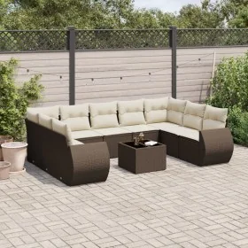 Set de sofás de jardín 10 pzas y cojines ratán sintético marrón by , Modular outdoor sofas - Ref: Foro24-3221812, Price: 667,...