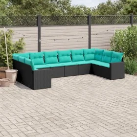 Set de sofás de jardín 10pzas con cojines ratán sintético negro de , Conjuntos de jardín - Ref: Foro24-3219457, Precio: 769,7...