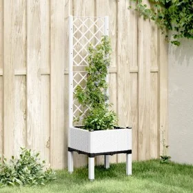 Jardinera con enrejado PP blanco 40x40x142 cm de , Maceteros y jardineras - Ref: Foro24-367919, Precio: 57,14 €, Descuento: %