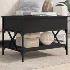 Mesa de centro madera de ingeniería y metal negro 70x50x50 cm de , Mesas de centro - Ref: Foro24-845351, Precio: 78,21 €, Des...