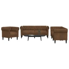 Juego de sofás 3 piezas tela marrón de , Sofás - Ref: Foro24-3209199, Precio: 911,12 €, Descuento: %