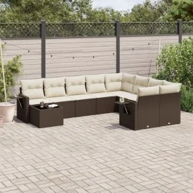 Set de sofás de jardín 10 pzas y cojines ratán sintético marrón de , Conjuntos de jardín - Ref: Foro24-3220662, Precio: 652,0...