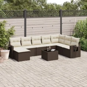 Set de sofás de jardín 9 pzas y cojines ratán sintético marrón by , Garden sets - Ref: Foro24-3220572, Price: 572,50 €, Disco...