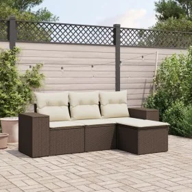 Set de sofás de jardín 4 pzas y cojines ratán sintético marrón von , Modulare Sofas für den Außenbereich - Ref: Foro24-322247...