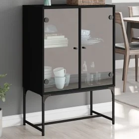 Armario auxiliar con puertas de vidrio negro 69x37x100 cm de , Aparadores - Ref: Foro24-836547, Precio: 89,67 €, Descuento: %