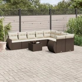 Set de sofás de jardín 10 pzas y cojines ratán sintético marrón by , Modular outdoor sofas - Ref: Foro24-3221852, Price: 667,...