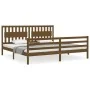 Estructura cama y cabecero madera maciza marrón miel 200x200 cm de vidaXL, Camas y somieres - Ref: Foro24-3194334, Precio: 18...