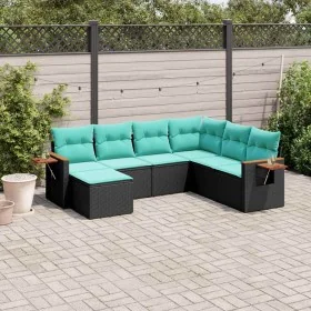 Set de sofás de jardín 7 pzas con cojines ratán sintético negro by , Garden sets - Ref: Foro24-3227044, Price: 539,18 €, Disc...