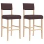 Taburetes altos 2 uds madera maciza de caucho y cuero sintético de , Taburetes de cocina - Ref: Foro24-4006197, Precio: 81,01...