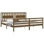 Estructura cama y cabecero madera maciza marrón miel 200x200 cm de vidaXL, Camas y somieres - Ref: Foro24-3194334, Precio: 18...
