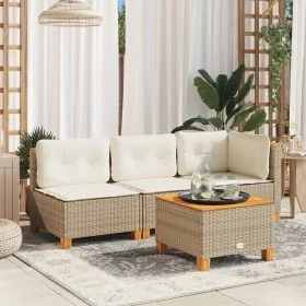 Sofá de jardín de 3 plazas con cojines ratán sintético beige by , Outdoor sofas - Ref: Foro24-365922, Price: 244,63 €, Discou...