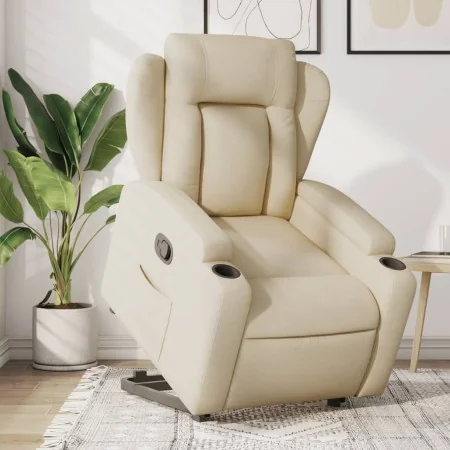Sillón reclinable elevable de tela color crema de , Sillones - Ref: Foro24-3204491, Precio: 284,96 €, Descuento: %