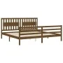 Estructura cama y cabecero madera maciza marrón miel 200x200 cm de vidaXL, Camas y somieres - Ref: Foro24-3194334, Precio: 18...