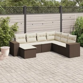 Juego de sofás de jardín 7 piezas con cojines ratán PE marrón de , Conjuntos de jardín - Ref: Foro24-3255240, Precio: 455,82 ...