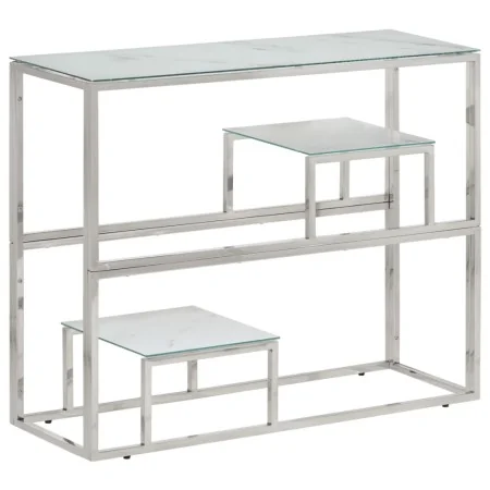 Mesa consola acero inoxidable plateado y vidrio templado by , Side tables - Ref: Foro24-350011, Price: 138,44 €, Discount: %
