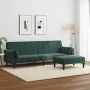 Sofá cama de 2 plazas con taburete terciopelo verde oscuro de , Sofás - Ref: Foro24-3258135, Precio: 334,36 €, Descuento: %