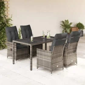 Set comedor de jardín 5 piezas con cojines ratán sintético gris de , Conjuntos de jardín - Ref: Foro24-3276738, Precio: 599,8...