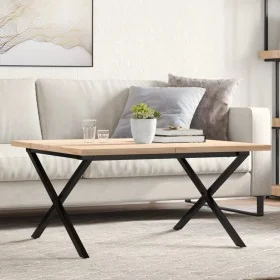 Mesa de centro marco X madera maciza pino y acero 90x90x45,5 cm by , Kitchen and dining tables - Ref: Foro24-3282753, Price: ...