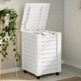 Cesta ropa sucia con ruedas RANA madera pino blanca 45x45x64 cm de , Cestas para ropa - Ref: Foro24-4002326, Precio: 99,62 €,...