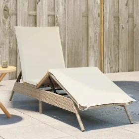 Tumbona con cojín ratán sintético beige de , Tumbonas - Ref: Foro24-4002705, Precio: 144,21 €, Descuento: %