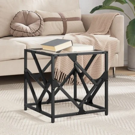 Mesa de centro de acero y tapa vidrio transparente 40x40x41 cm by , Coffee table - Ref: Foro24-845990, Price: 37,29 €, Discou...